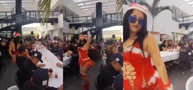 Acusan a policías de Córdoba, Veracruz, de celebrar posada con stripper disfrazada de Santa Claus