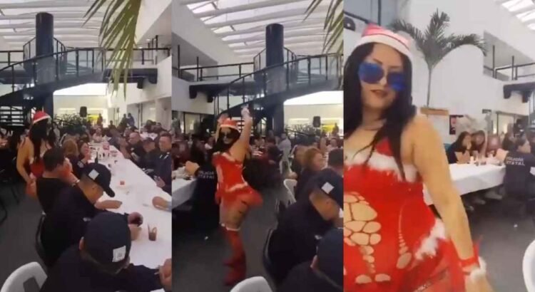 Acusan a policías de Córdoba, Veracruz, de celebrar posada con stripper disfrazada de Santa Claus